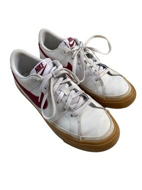 Nike White and Red Low-Top Sneakers with Gum Outsole